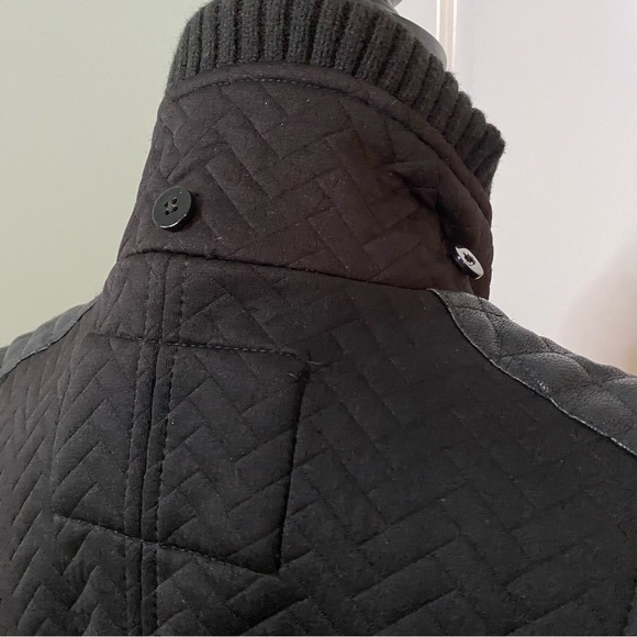 BCBGeneration Black Herringbone Quilted Faux Leather Trench Jacket in Sz S - Picture 9 of 10